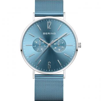 Bering 14240-809 Polished Silver 40mm Blue Sunray Watch