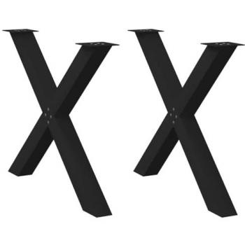 VidaXL Dining Table Legs X-Shaped 2 pcs Black 90x(72-73) cm Steel