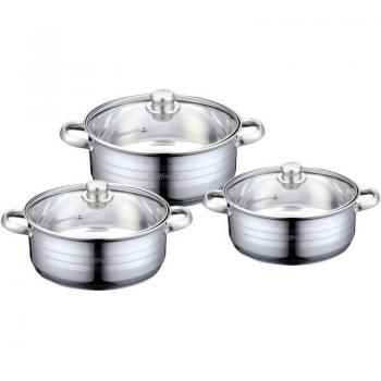 Trio de Marmites en Inox Cheffinger 26/28/30 cm, Poignées & Couvercles