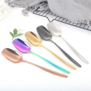 Colorful Stainless Steel Rectangular Dinner Spoon Set – 2 Pieces