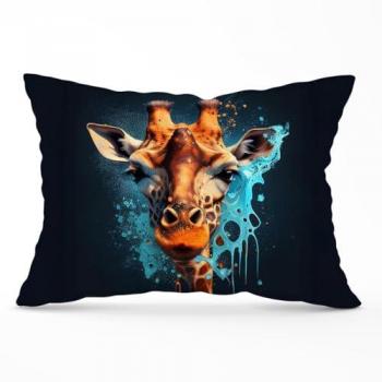 Blue Giraffe Face Splashart Cushion