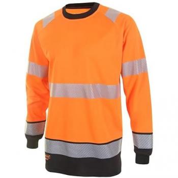 Beeswift High Visibility Two Tone Long Sleeve T-Shirt Orange-Black XL