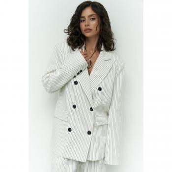Blazer de Cuero Ecru Rayado – Bianda
