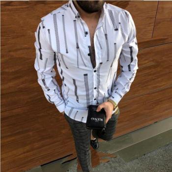Chemise Décontractée à Rayures Noires pour Automne