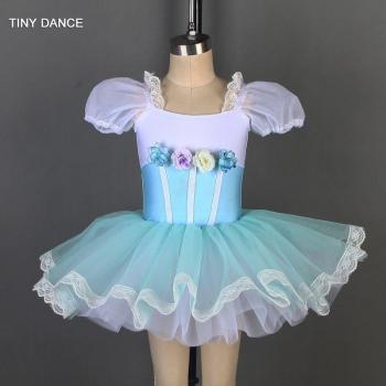 Vestido de Tutu con Mangas Puff y Leotardo Azul Cielo