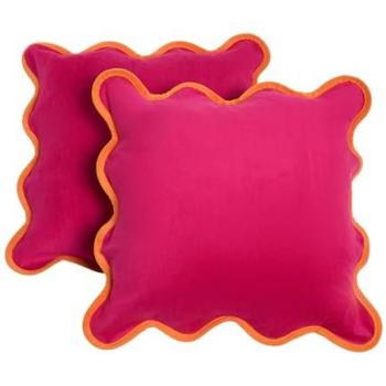 Bright Pink Matte Velvet Scallop Edge Cushion Cover (45x45 cm)