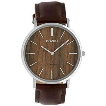 Oozoo Damen‑Vintage‑Uhr Lederarmband Holz 40 mm – Dunkelbraun C9868