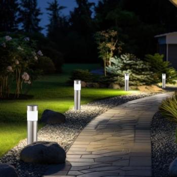 Panneau lumineux solaire LED pour piquet de sol, 1x0,06W, 6,3×28 cm – pack 4