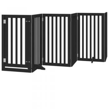 Barrière pour chiens et porte VidaXL – 6 panneaux en bois de peuplier noir