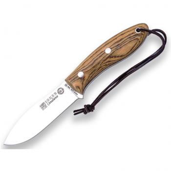 Cuchillo de monte Canadiense Joker CB114-P, mango de Madera de Bocote, hoja de 10,5 cm, con funda de piel y pedernal