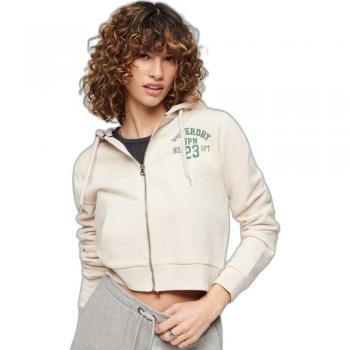 Superdry Femme Athletic Essentials Crop Zip Hoodie Beige Taille: 42