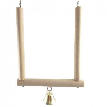Estante de madera maciza para pájaros con columpios y juguetes