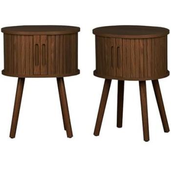 Woodgrain Slidable Nightstand Duo