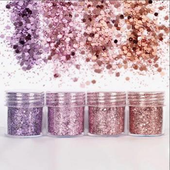 Piezas hexagonales de resina UV color morado para joyería (4 uds)