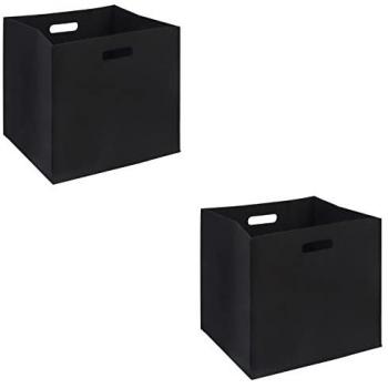 Lot de 2 boîtes de rangement FELT, en feutrine noir