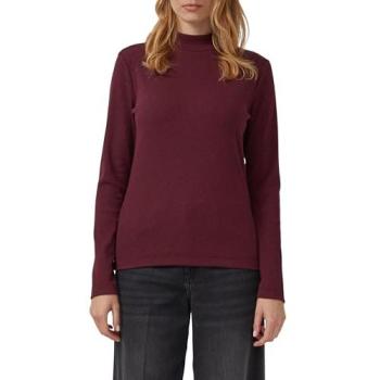 Stehkragen Slim Fit Longsleeve T-Shirt, gerippt