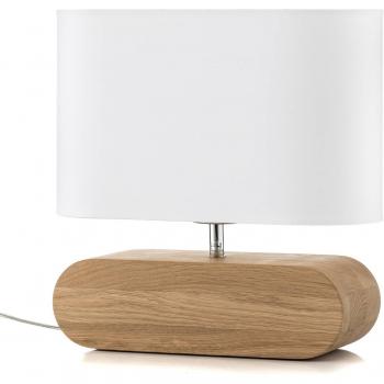 White Shade Oak Lamp