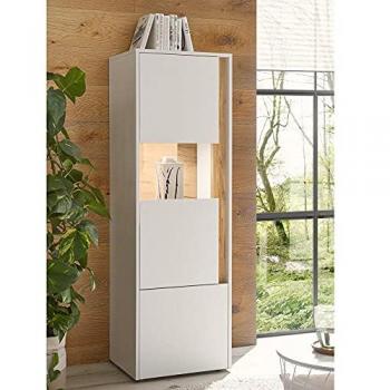 Lomadox Vitrine CRISP-61 in weiß mit Wotan Eiche Nb., B/H/T: 50/155/40 cm