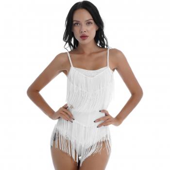 Falda de Baile Latino con Flecos y Borlas