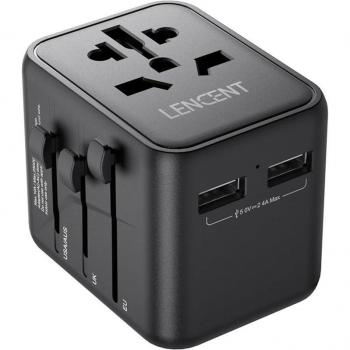 Adattatore universale da viaggio US/EU/AUS/UK con 2 porte USB