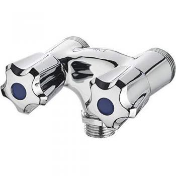 Robinet double parallèle mâle 20x27 pour machine à laver