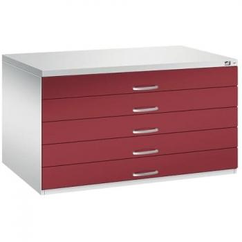 C & P Elegant Grey‑Ruby 5‑Drawer Storage Unit