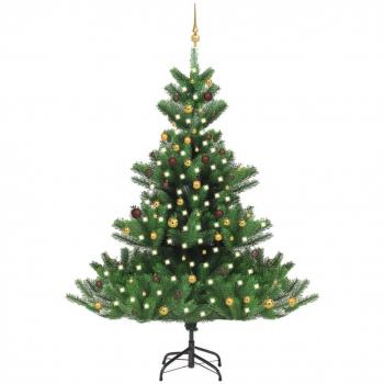 Sapin de Noël artificiel Nordmann LED et boules Vert 240cm