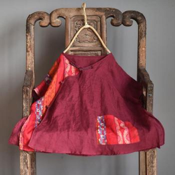 Tops de Mujer de Algodón y Lino - Camisa Asimétrica con Placa Hebilla