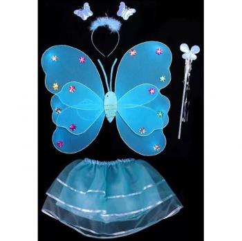 Girls' Fairy Princess Costume Set - 4 Items with Tutu, Wings, Wand, and Headband