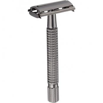 Long Handle Metal Butterfly Safety Razor with 10 Double Edge Blades