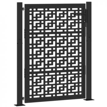 VidaXL Garden Gate Black 105x130 cm Steel Cross Design