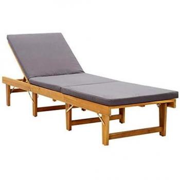 Cojín Madera Maciza Acacia: Tumbona Plegable