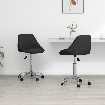 Drehbare Kunstleder Esszimmerstühle 2 Stk. Schwarz