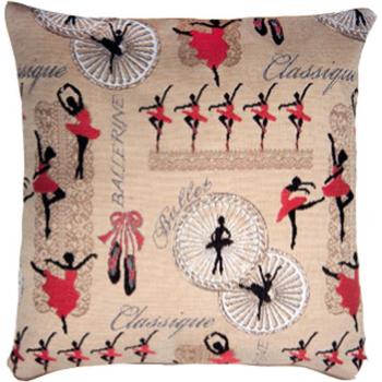 Poduszka Royal Tapisserie Q6352 – ręcznie wykończona w beżowo-czerwonym stylu (Ballerinas) 36x36 cm