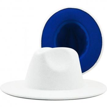 White Outer Black Inner Wool Felt Jazz Fedora Hat