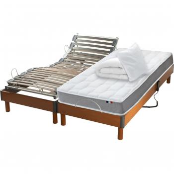 Ensemble sommeil relaxation mémoire + couette + oreillers + sommier - FABRICATION France 2x70x190