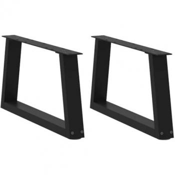 VidaXL Dining Table Legs V-Shape 2 pcs Black 60x(30-31.3) cm Steel