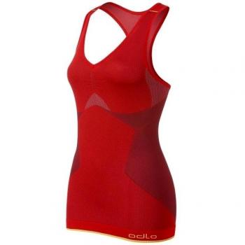 Odlo Damen Funktionsunterhemd Singlet V-Ausschnitt EVOLUTION LIGHT GREENTEC in Moltenglut (Größe L)