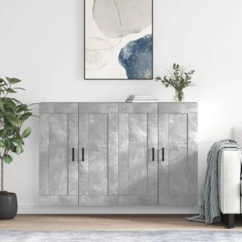 VIDAXL Armadietti A Parete 2 Pz Grigio Cemento In Legno Multistrato