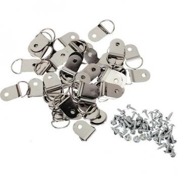50 Pcs Medium D-Ring Frame Hangers with Screws