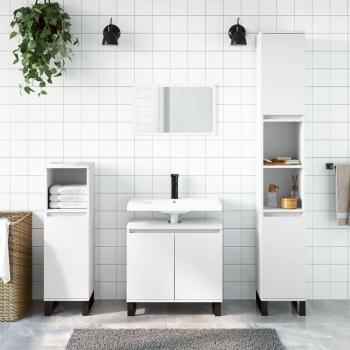 VidaXL 3 Piece Bathroom Cabinet Set White Engineered Wood
