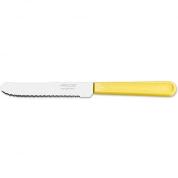 Cuchillo de mesa Arcos de Mesa 802900 monoblock de una pieza de acero inoxidable, mango de color amarillo y hoja de 11 cm en caja