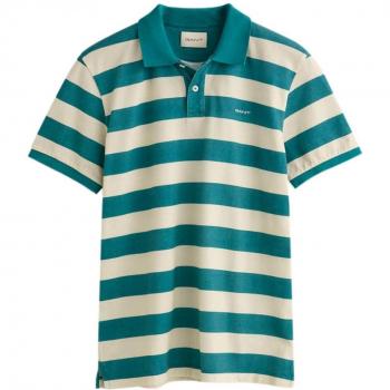 Gant Polo de Rayas Intensamente Lavado Verde para Hombre - S