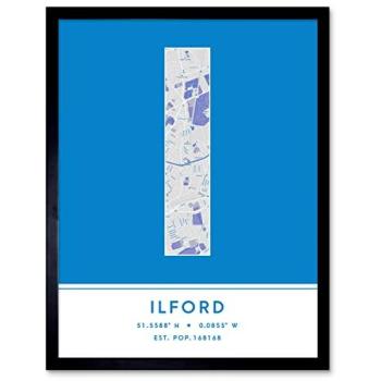 Blue Coo Modern Lettered City Map Print