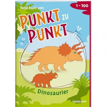 Total bunt von Punkt zu Punkt. Dinosaurier. Von 1 bis 100