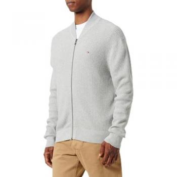 Tommy Hilfiger Strickjacke STRUCTURE BASEBALL ZIP THROUGH in Rippoptik, Reißverschluss