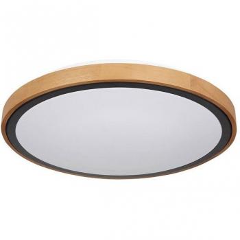 Lampada da soffitto plafoniera stile country con aspetto legno marrone e metallo nero