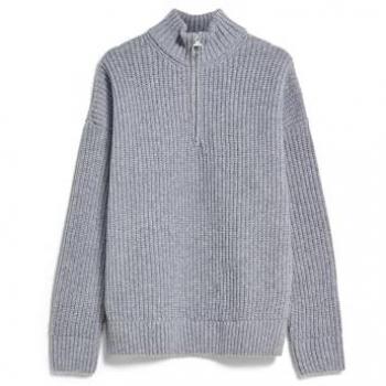 Sweter wełniany z kołnierzem typu troyer model 'ELIJAA'