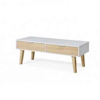 Centro Nórdico 2274: Mesa con 2 Cajones Blanco y Roble