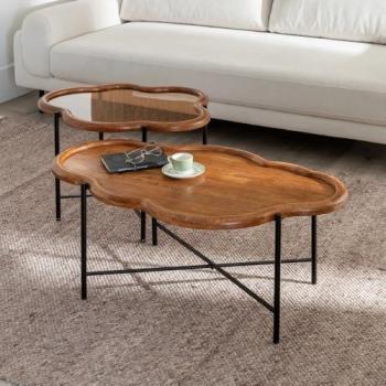 Centro Elegante de Madera y Cristal